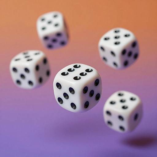 Dynamic Floating Dice on Vibrant Background