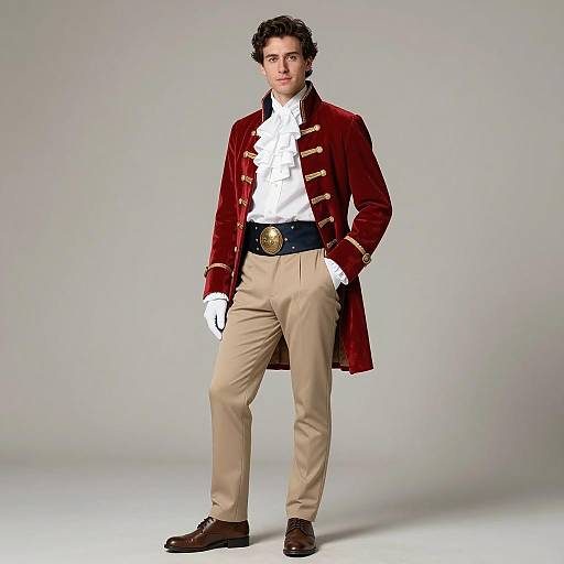 Man in Historical Red Velvet Costume