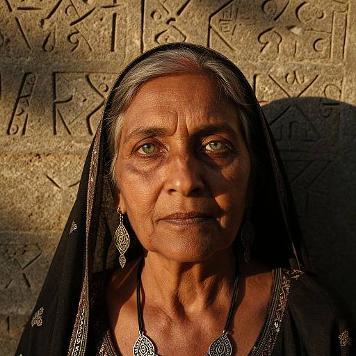 Elderly South Asian Woman at Sunset