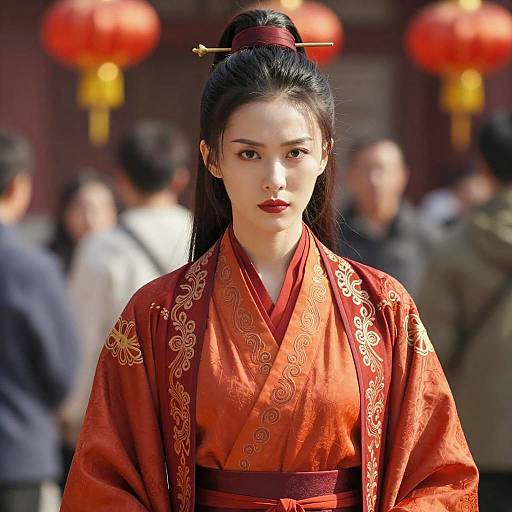 Portrait of Asian Woman in Traditional Chinese Robe