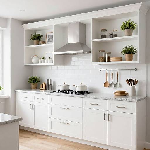 Modern White Kitchen with Open Shelving