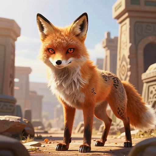 Tribal Fox in Ancient Ruins