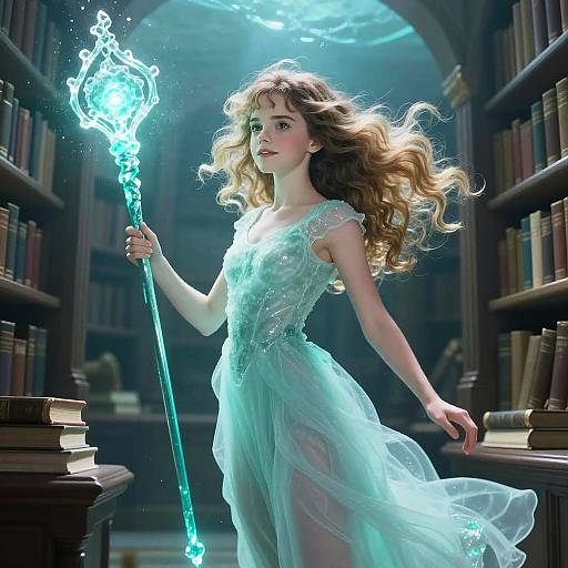 Anime Hermione in Underwater Library