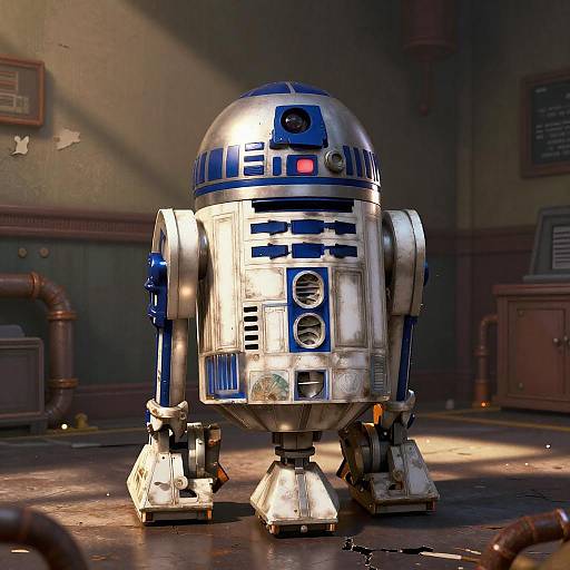 Cinematic R2D2 in Dark Casino Room