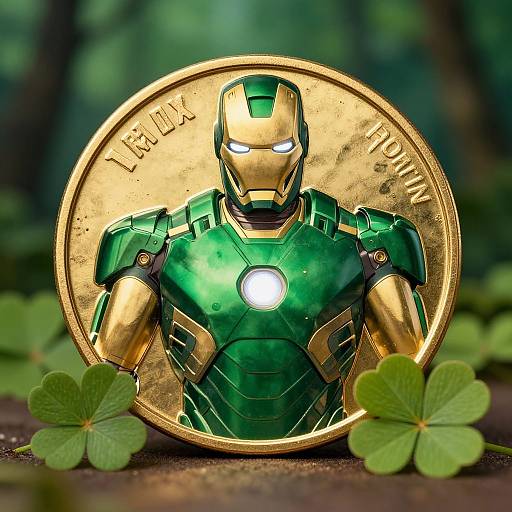 Green Iron Man Suit with Gold Coin