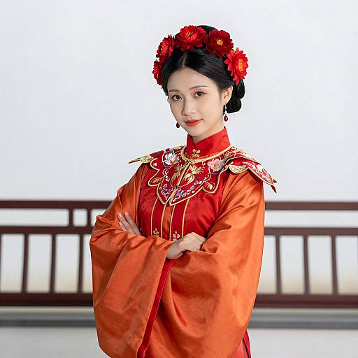 Elegant Asian Woman in Traditional Dance Costume