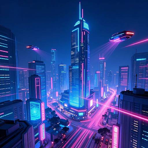 Neon Cyberpunk Futuristic Cityscape