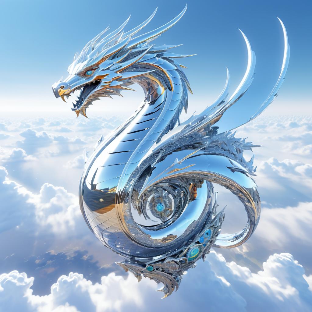 Whimsical Futuristic Dragon in Flight