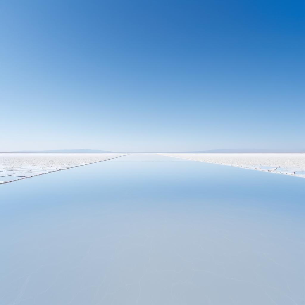 Surreal Reflective Puddle on Salt Flat