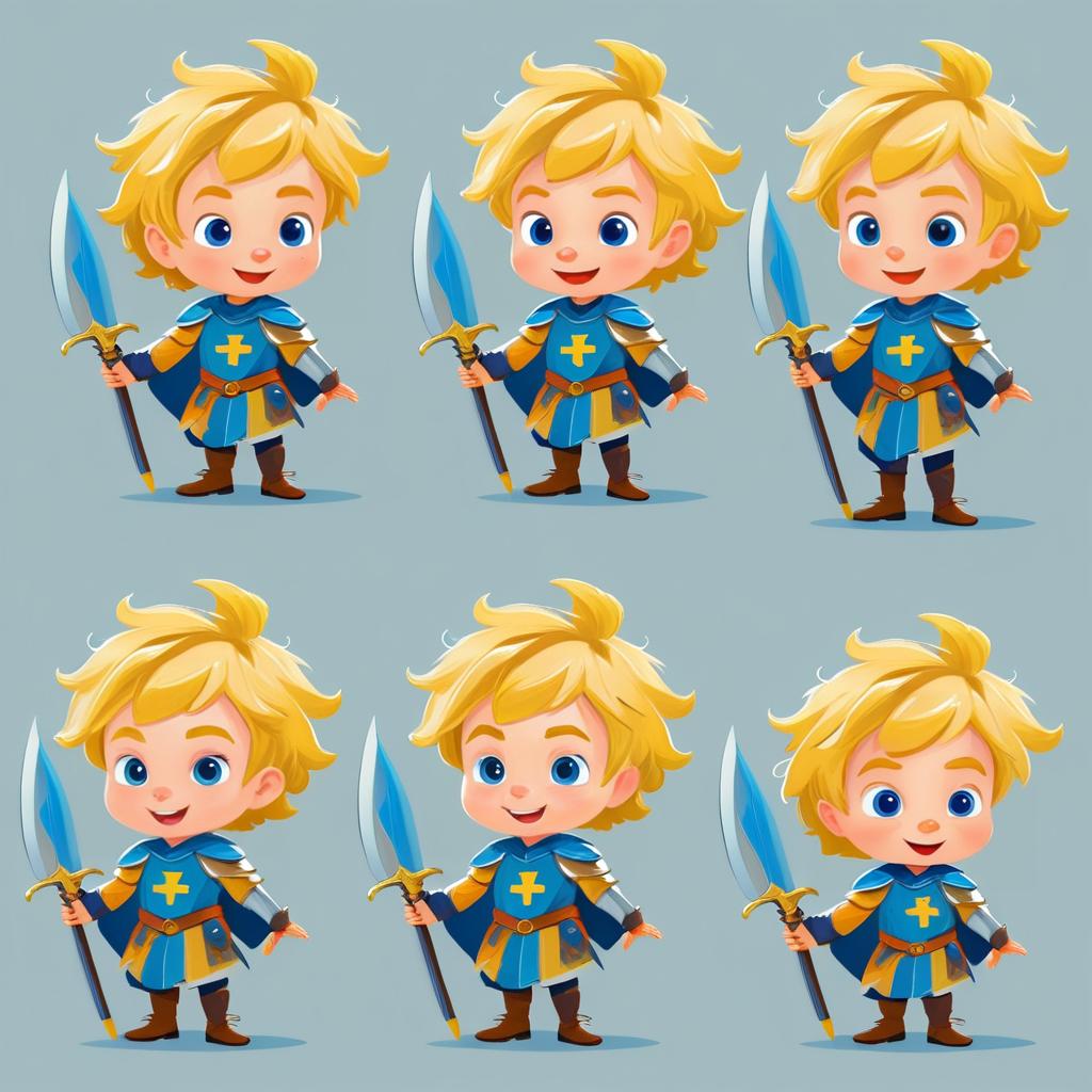 Whimsical Knight Boy Character Poses