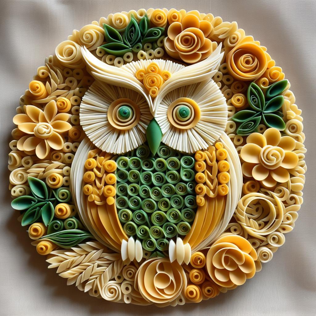 Creative Pasta Mosaic Owl Artwork