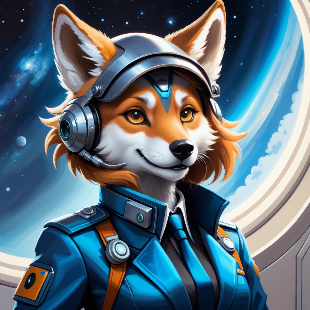 Expressive Female Wolf in Space Outfit