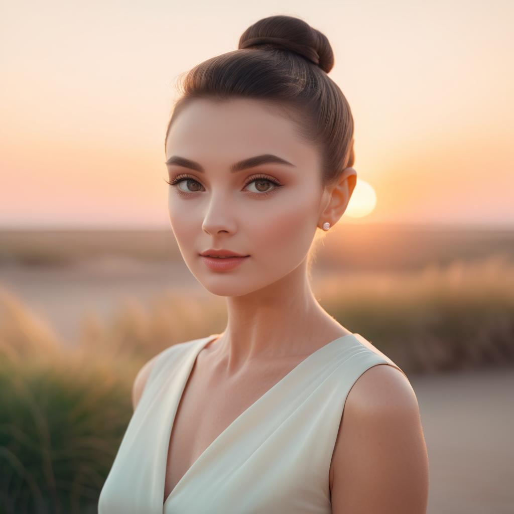 Elegant Audrey Hepburn Portrait at Sunset