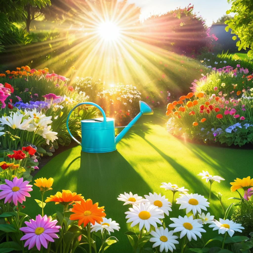 Sunrise Over a Colorful Flower Garden