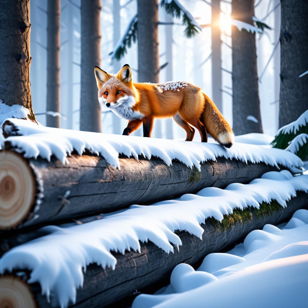 Cunning Fox in a Frosty Forest