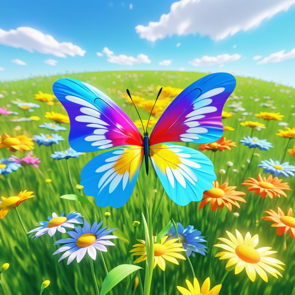 Vibrant Butterfly in Spring Meadow