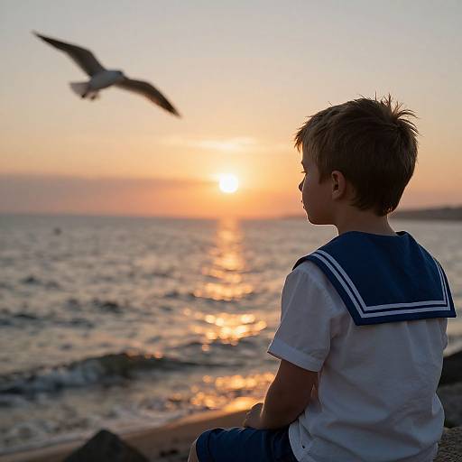 Melancholic Retro Sailor Boy Sunset