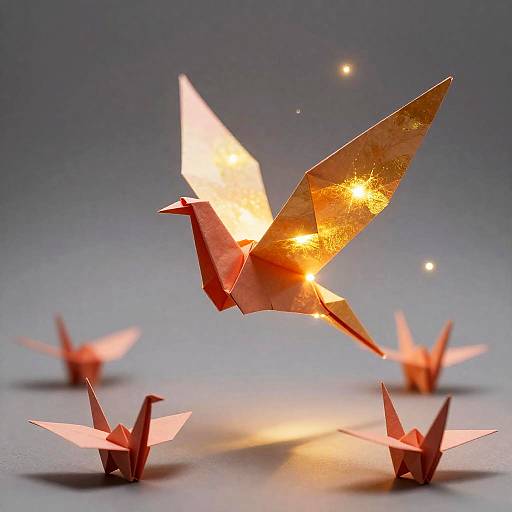 Luminous Origami Phoenix with Paper Cranes