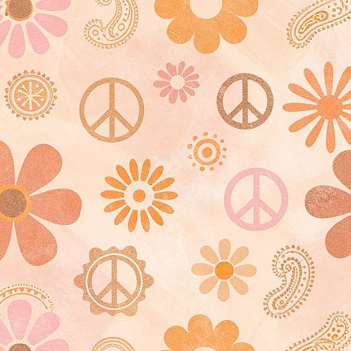 70's Groovy Paisley Flower Background