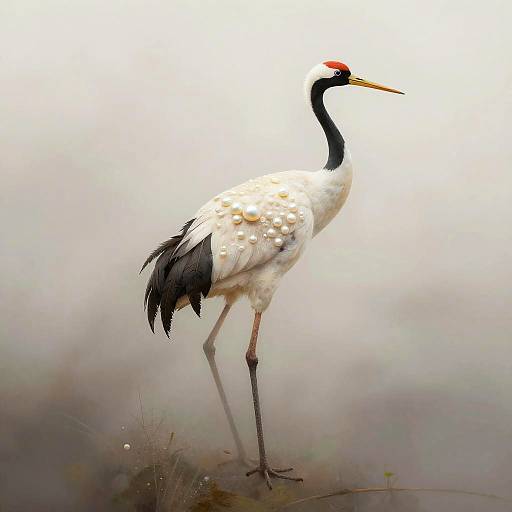 Misty Pearl Crane with Soft Textures