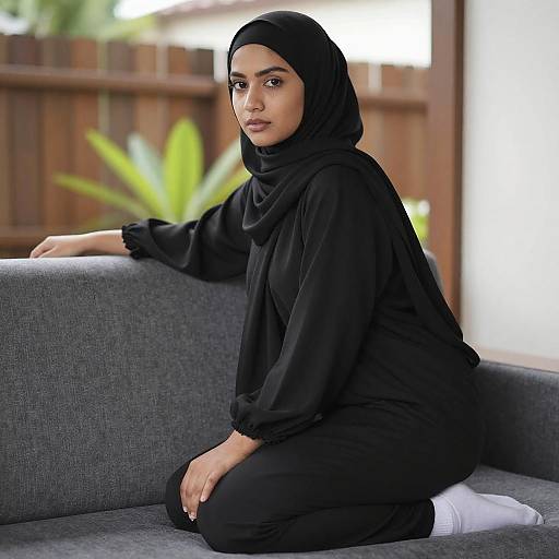 Portrait of Woman in Black Hijab