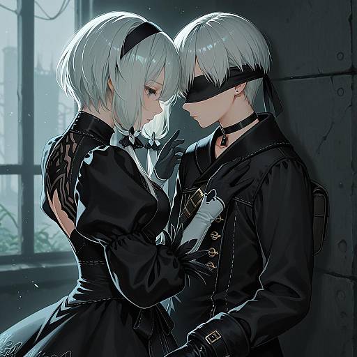 Illustration of 9s (nier:automata), nier (series) in the style of Momose (oqo)