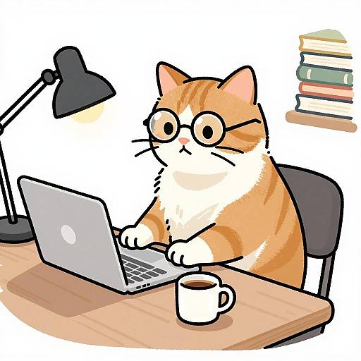 Cozy Cat in a Creative Workspace Illustration