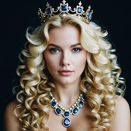 Blonde Beauty with Royal Crown and Jewelry