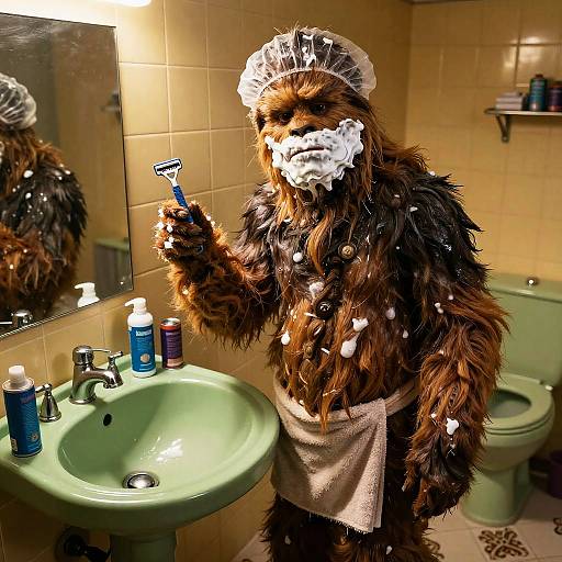 High-Detail Wookie Shaving Scene