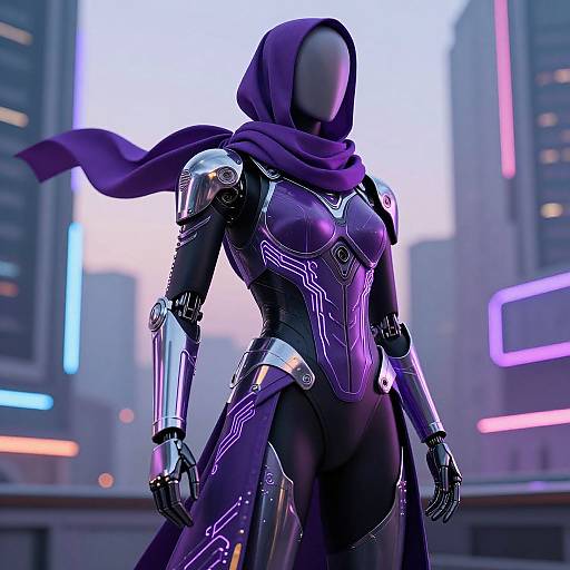 Futuristic Mannequin in Neon Armor