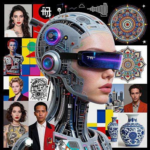 Futuristic Cybernetic AI Portrait Fusion