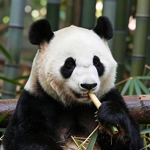 Close-Up of Panda Eating Bamboo