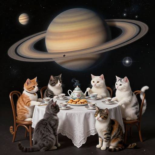 Bizarre Celestial Cat Tea Party