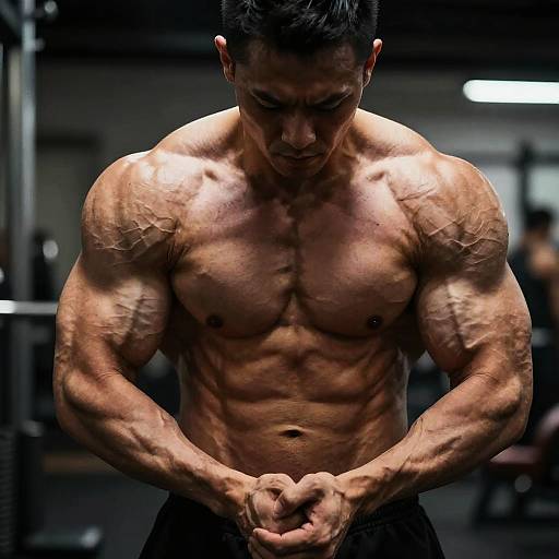 Dramatic Gym Bodybuilder Pose