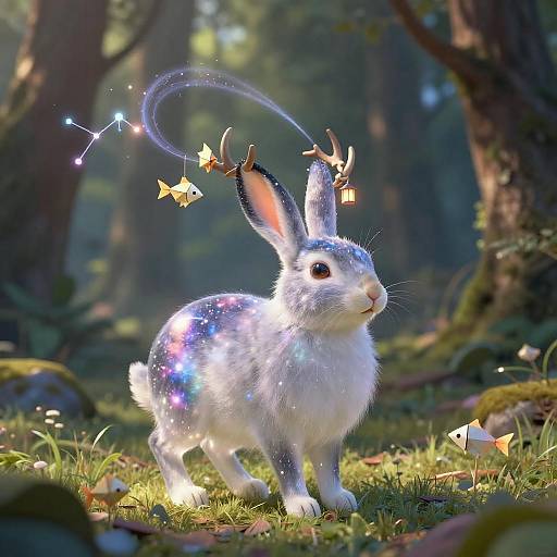Celestial Hare in Enchanted Forest