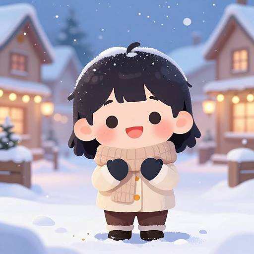 Cozy Chibi in Snowy Village