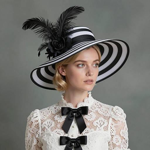 Elegant Woman in Striped Hat