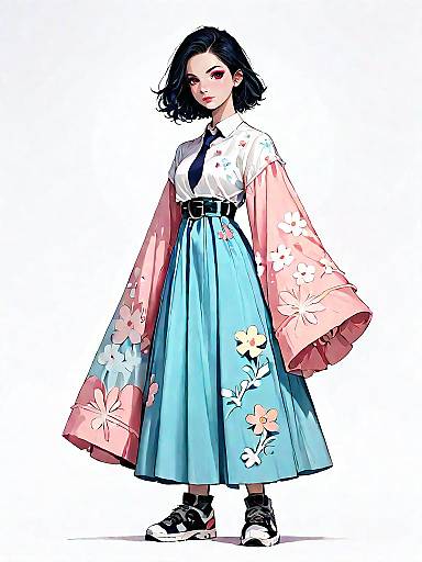 Stylish Woman in Floral Midi Dress