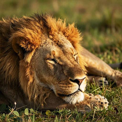 Peaceful Sleeping Lion in Sunlight