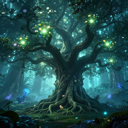 Bioluminescent Ancient Enchanted Tree