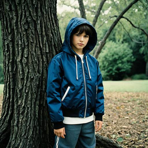 Boy in Blue Hooded Jacket Outdoors