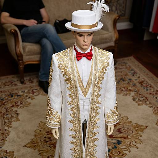 Elegant Male Mannequin in Ornate Attire