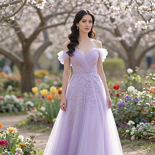 Elegant Woman in Lavender Garden