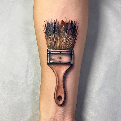 Realistic Paint Brush Tattoo Design
