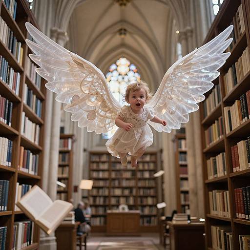 Winged Librarian in Dream Cathedral