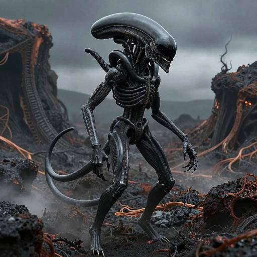 Fractured Biomechanical Xenomorph Alien