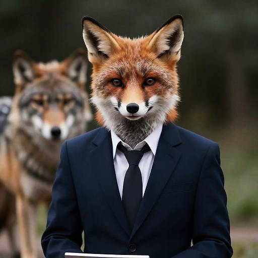 Realistic Anthropomorphic Fox Journalist Portrait