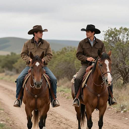 Cowboys on Horseback in Nature