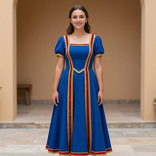 Folk Tale Woman in Blue Dress