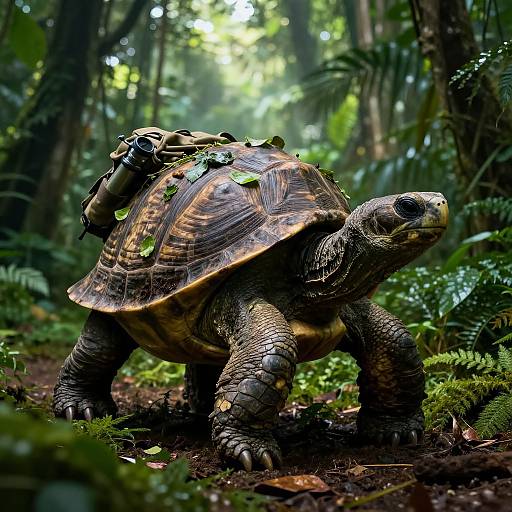 Humanoid Turtle Explorer in Jungle